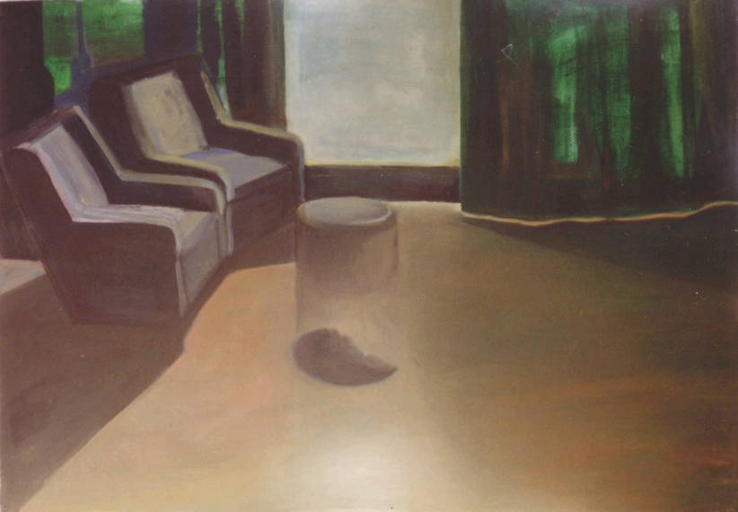 Kata Soós, Livingroom, 1999, 70x100 cm, oil, canvas.